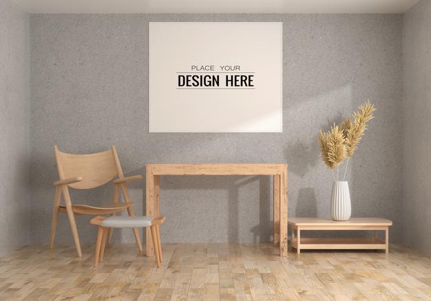Wall Art Or Picture Frame In Living Room Mockup Psd