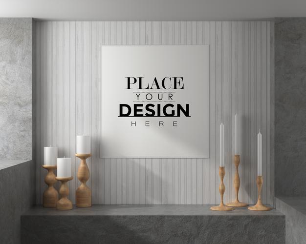 Wall Art Or Picture Frame In Living Room Mockup Psd