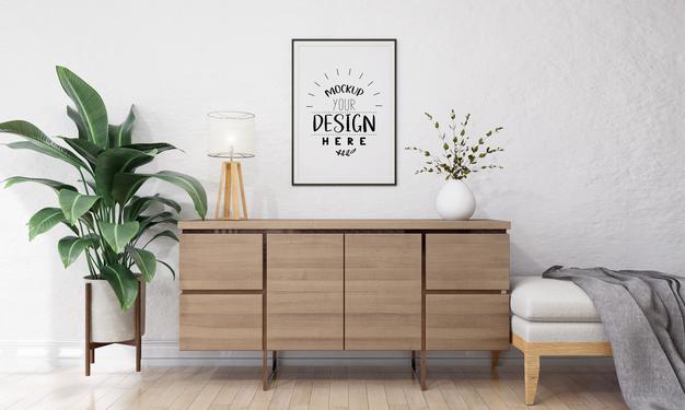 Wall Art Or Picture Frame In Living Room Mockup Psd
