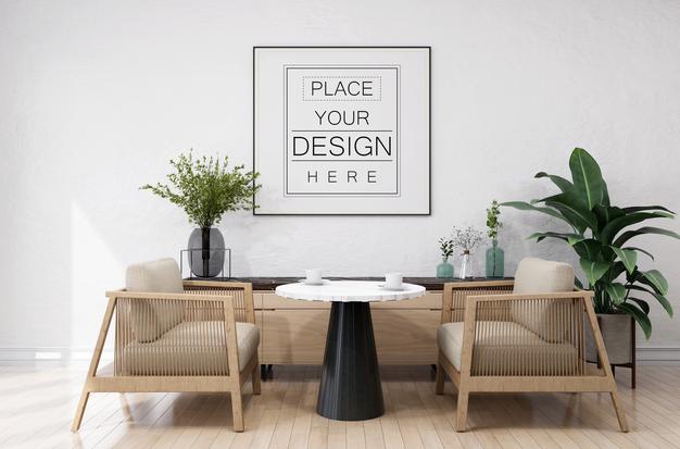 Wall Art Or Picture Frame In Living Room Mockup Psd