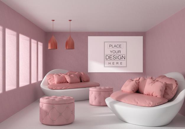 Wall Art Or Picture Frame In Living Room Mockup Psd