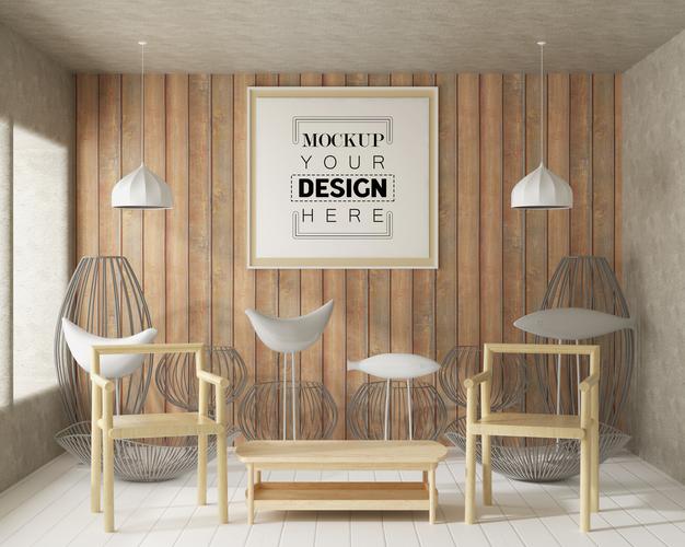 Wall Art Or Picture Frame In Living Room Mockup Psd