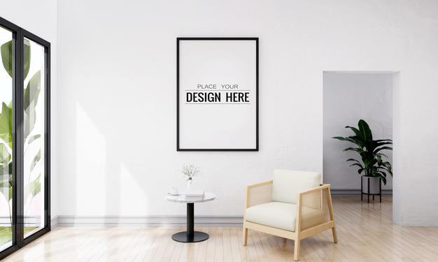Wall Art Or Picture Frame In Living Room Mockup Psd