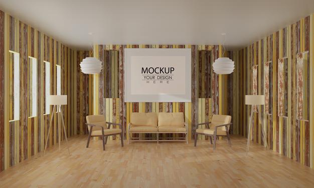 Wall Art Or Picture Frame In Living Room Mockup Psd