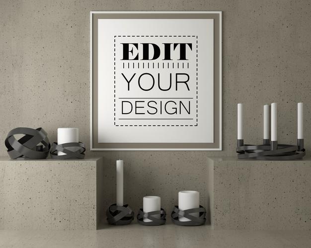 Wall Art Or Picture Frame In Living Room Mockup Psd