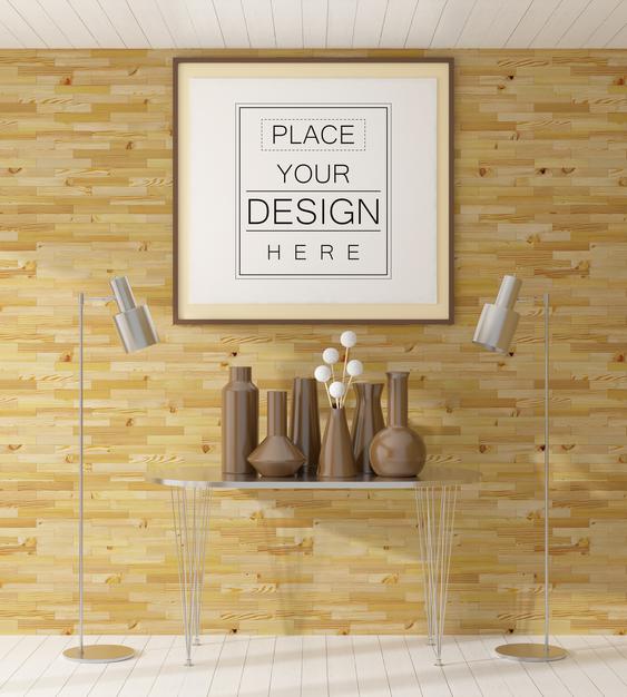 Wall Art Or Picture Frame In Living Room Mockup Psd