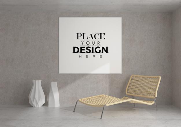 Wall Art Or Picture Frame In Living Room Mockup Psd