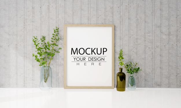 Wall Art Or Picture Frame In Living Room Mockup Psd