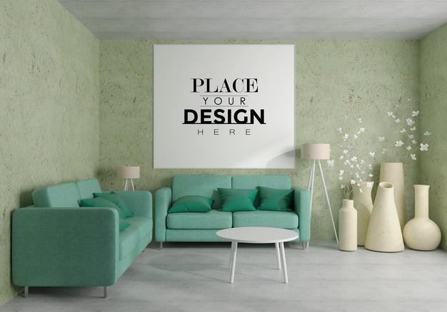 Wall Art Or Picture Frame In Living Room Mockup Psd