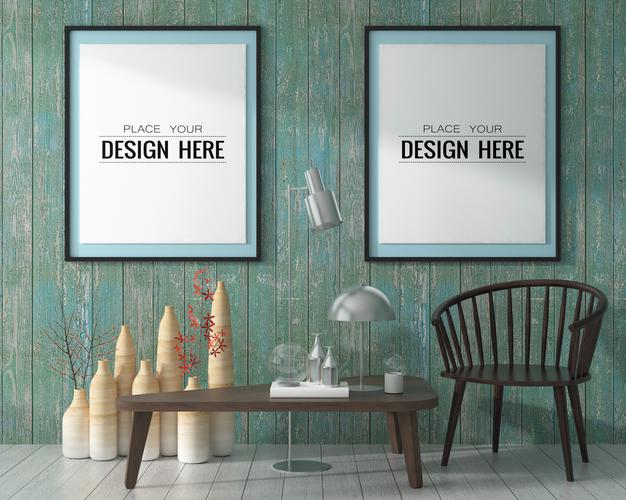 Wall Art Or Picture Frame In Living Room Mockup Psd