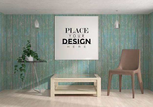 Wall Art Or Picture Frame In Living Room Mockup Psd