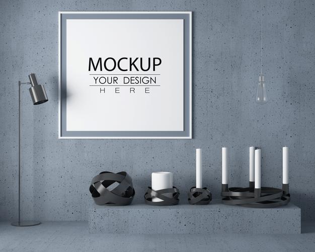 Wall Art Or Picture Frame In Living Room Mockup Psd