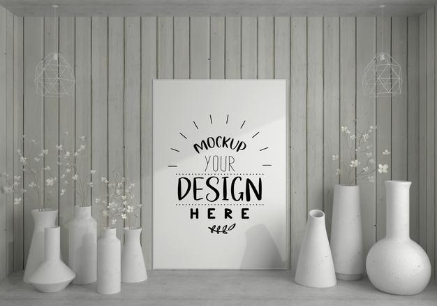Wall Art Or Picture Frame In Living Room Mockup Psd