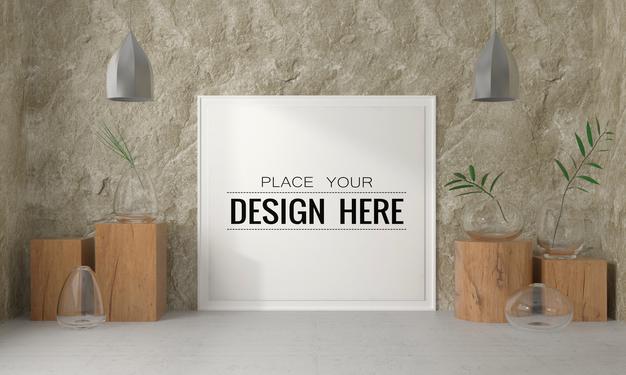 Wall Art Or Picture Frame In Living Room Mockup Psd