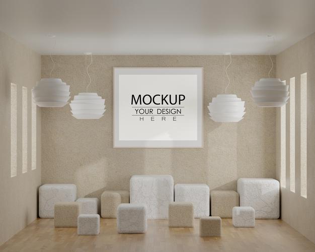 Wall Art Or Picture Frame In Living Room Mockup Psd