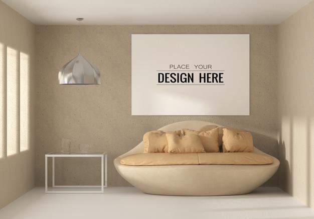 Wall Art Or Picture Frame In Living Room Mockup Psd
