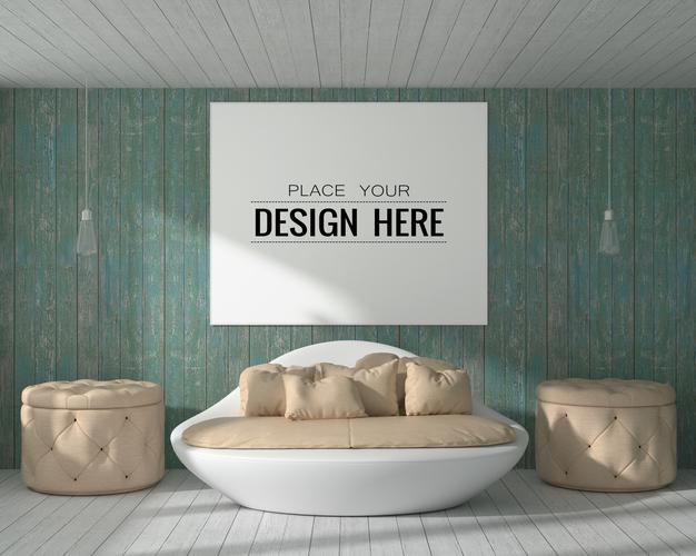 Wall Art Or Picture Frame In Living Room Mockup Psd