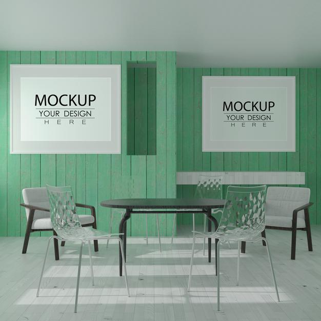 Wall Art Or Picture Frame In Modern Restaurant Mockup Psd
