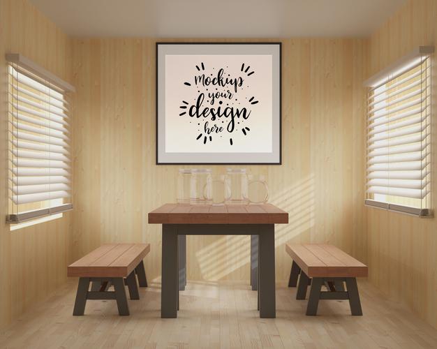 Wall Art Or Picture Frame In Restaurant Mockup Psd