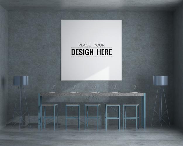Wall Art Or Picture Frame In Restaurant Or Dining Room Mockup Psd