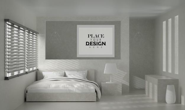 Wall Art Or Picture Frame Mockup Interior In A Bedroom Psd
