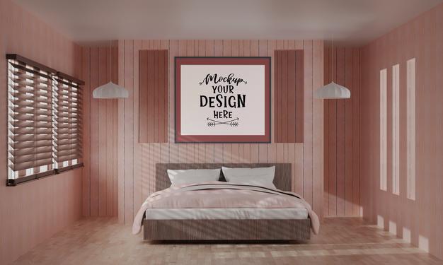 Wall Art Or Picture Frame Mockup Interior In A Bedroom Psd