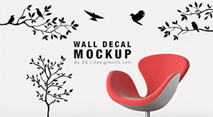 Wall Decal / Sticker Mockup Psd File