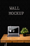 Wall Mock Up With Desk Concept Psd
