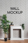 Wall Mock-Up With Squared Desk Psd