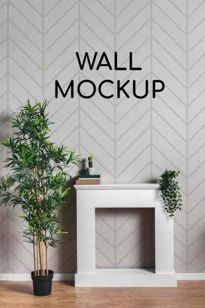 Wall Mock-Up With Squared Desk Psd