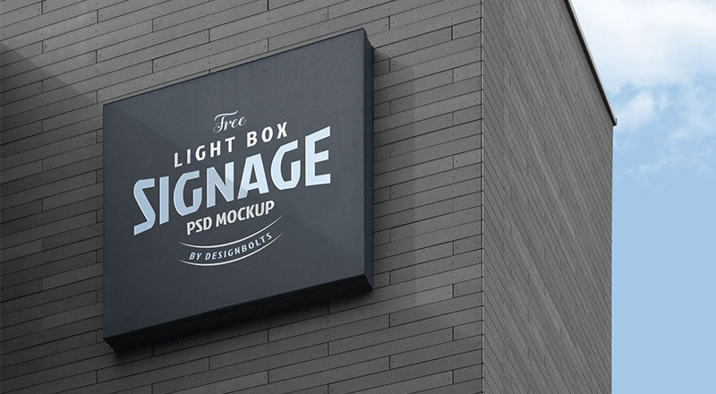 Wall Mounted Company Logo Signage Board On Building Mockup Psd