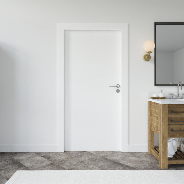 Wall With Blank Door Mockup Psd