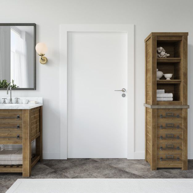 Wall With Blank Door Mockup Psd