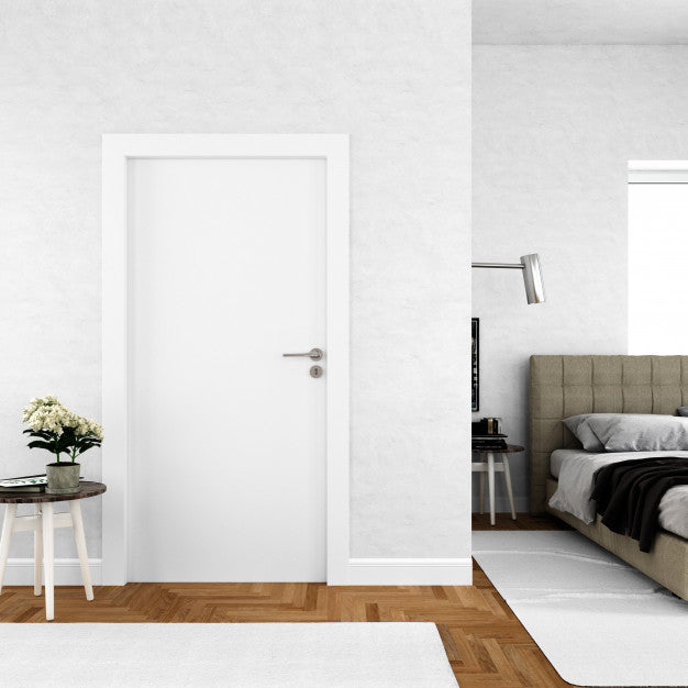 Wall With Blank Door Mockup Psd