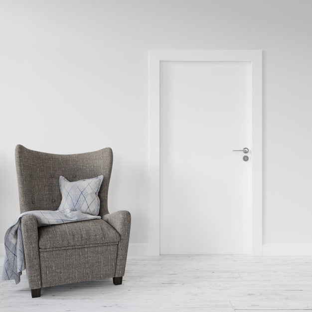 Wall With Blank Door Mockup Psd