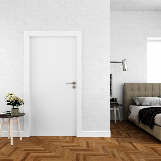Wall With Blank Door Mockup Psd