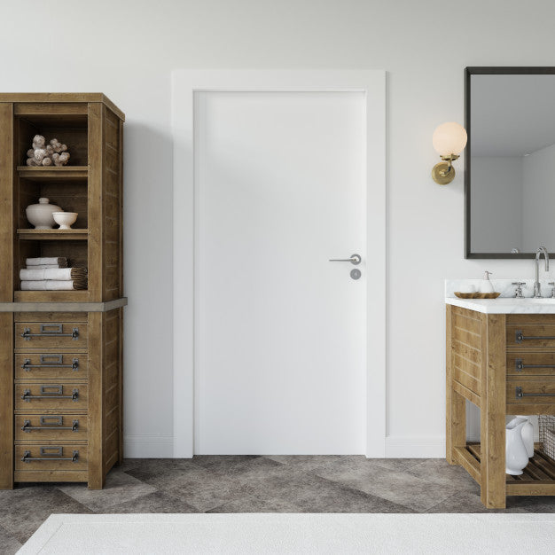 Wall With Blank Door Mockup Psd