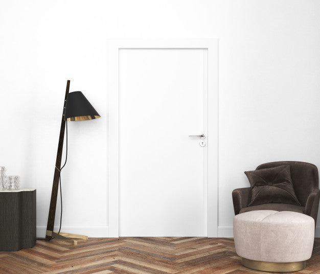Wall With Blank Door Mockup Psd