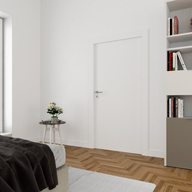 Wall With Blank Door Mockup Psd