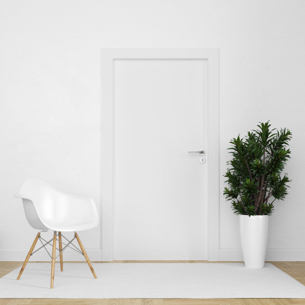 Wall With Blank Door Mockup Psd