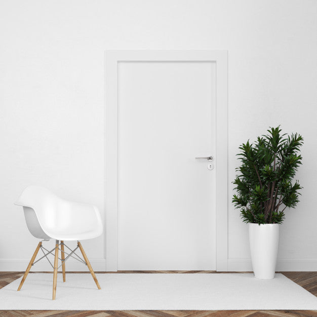 Wall With Blank Door Mockup Psd