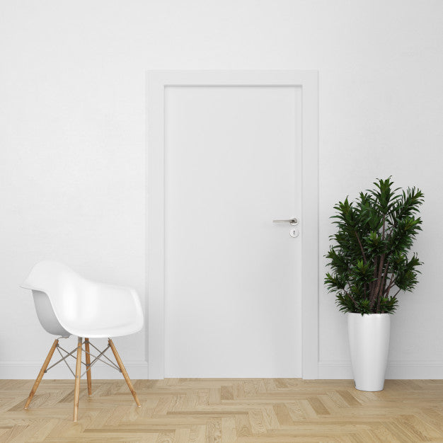 Wall With Blank Door Mockup Psd