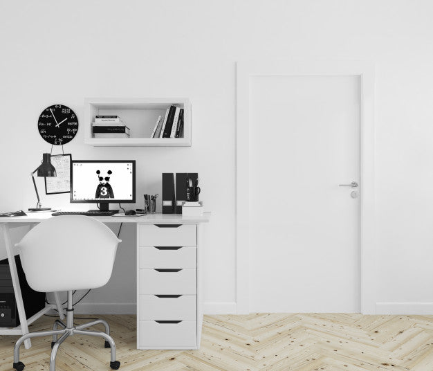Wall With Blank Door Mockup Psd