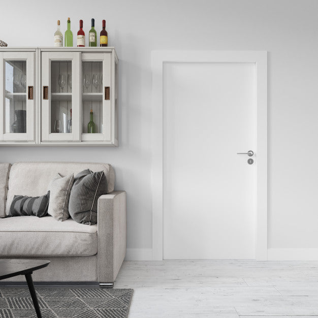 Wall With Blank Door Mockup Psd