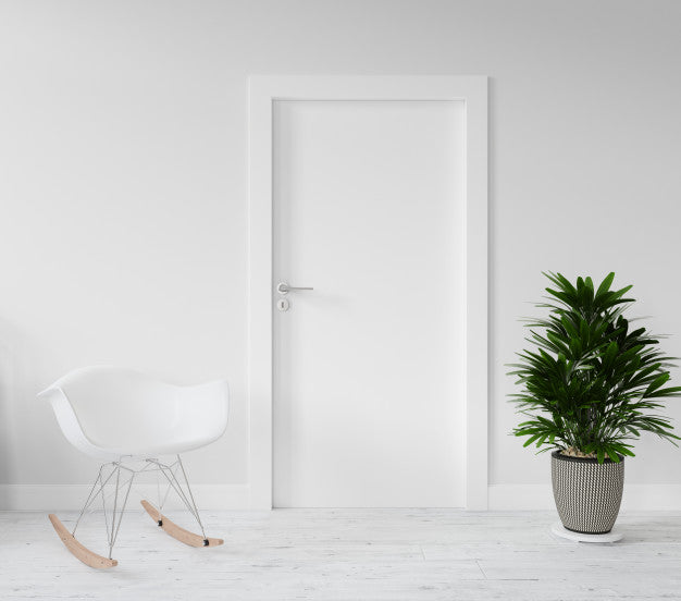 Wall With Blank Door Mockup Psd