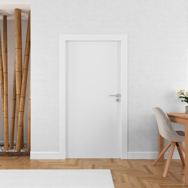 Wall With Blank Door Mockup Psd