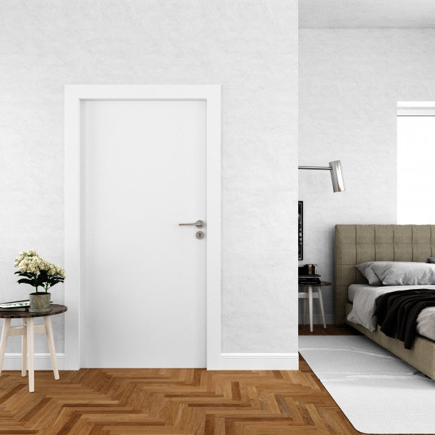 Wall With Blank Door Mockup Psd