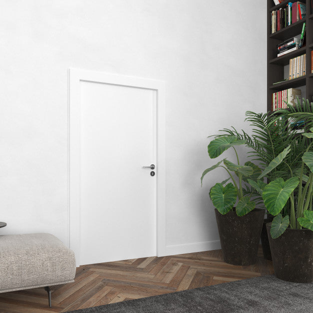 Wall With Blank Door Mockup Psd