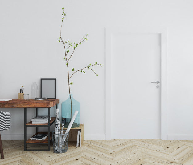 Wall With Blank Door Mockup Psd