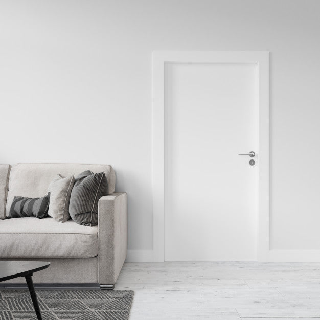 Wall With Blank Door Mockup Psd